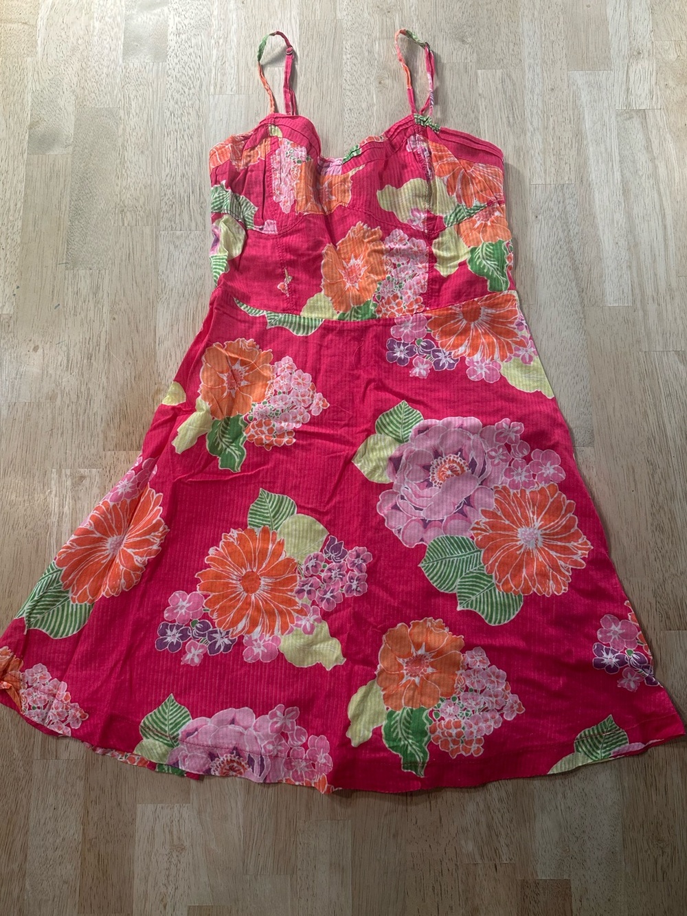 Aeropostale Floral Spaghetti-Strap Sundress in Fuchsia Pink